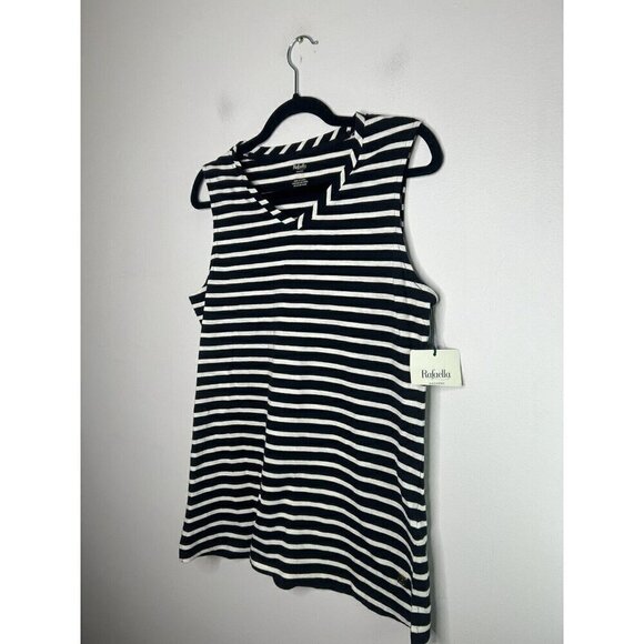 Rafaella Weekend Womens Black White Stripes Tank Sleeveless Size Small NWT - Picture 4 of 10